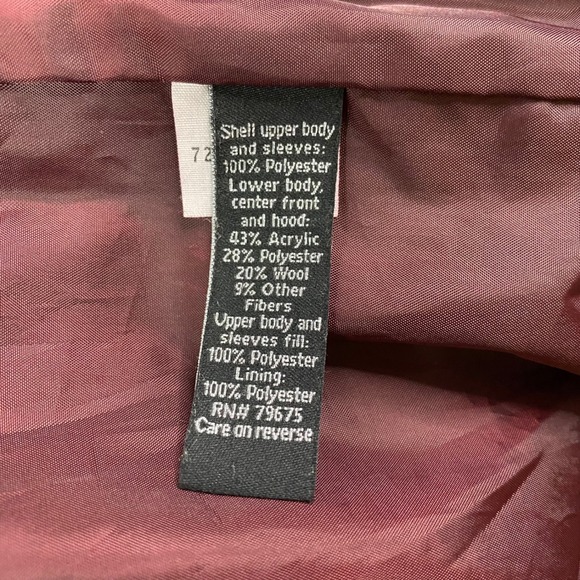 Apt. 9 Quilted Hooded Wool Jacket Women's Burgundy Wine Snap Button, Pockets - L - Picture 8 of 8